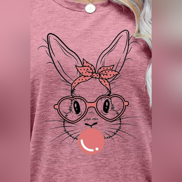 Easter Bunny Graphic Round Neck T-Shirt - Picture 3 of 3